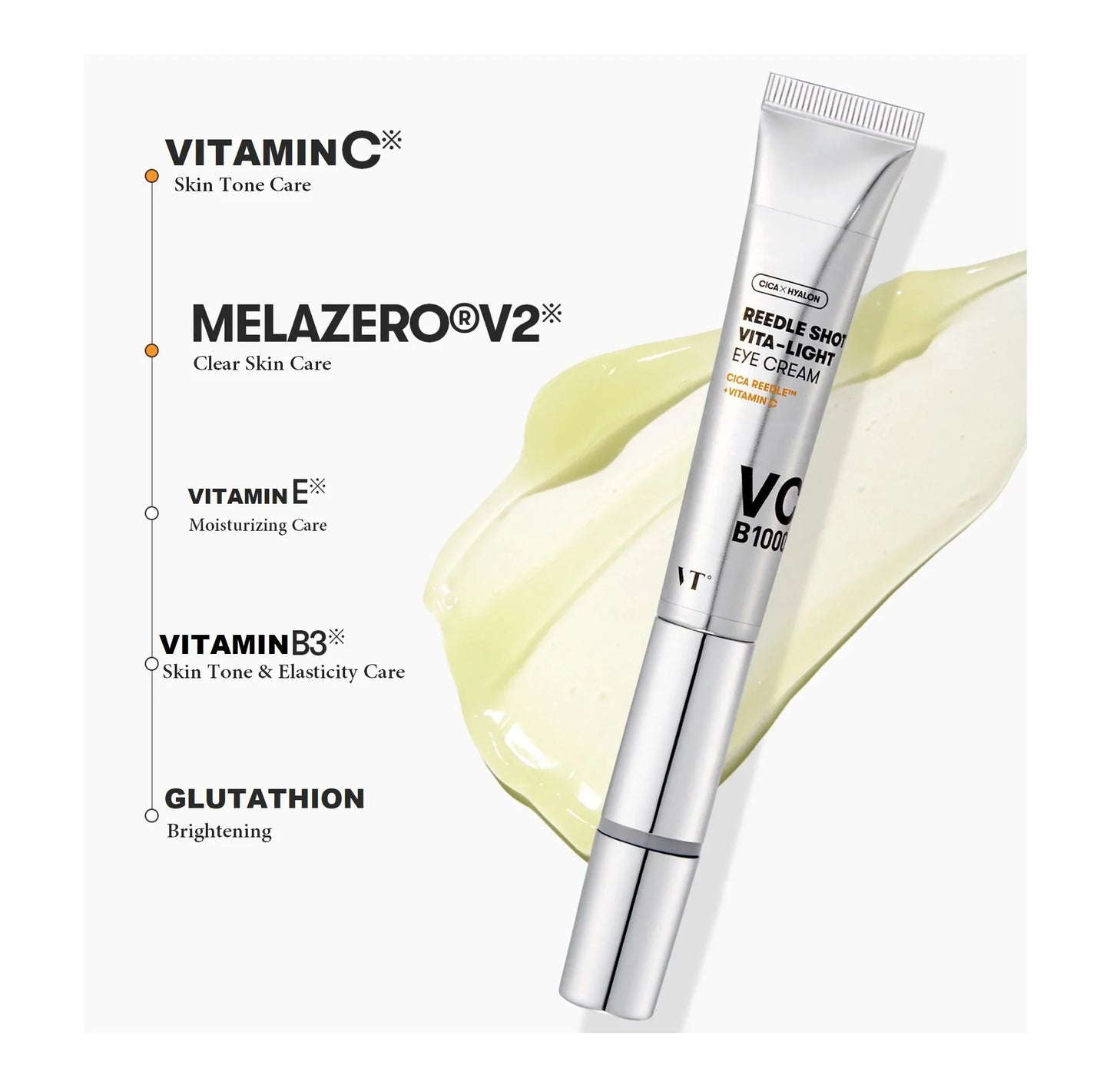 کرم روشن کننده و مغذی دور چشم وی تی همراه با سری ماساژور مدل REEDLE SHOT VITA-LIGHT EYE CREAM