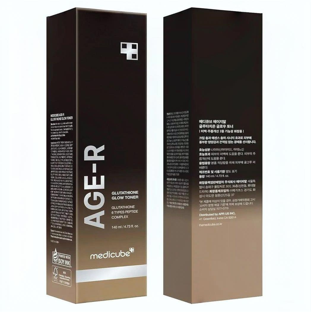 تونر دو فاز روشن کننده، آبرسان و جوانساز مدی‌ کیوب مدل AGE-R GLUTATHIONE GLOW TONER 6 PEPTIDE COMPLEX