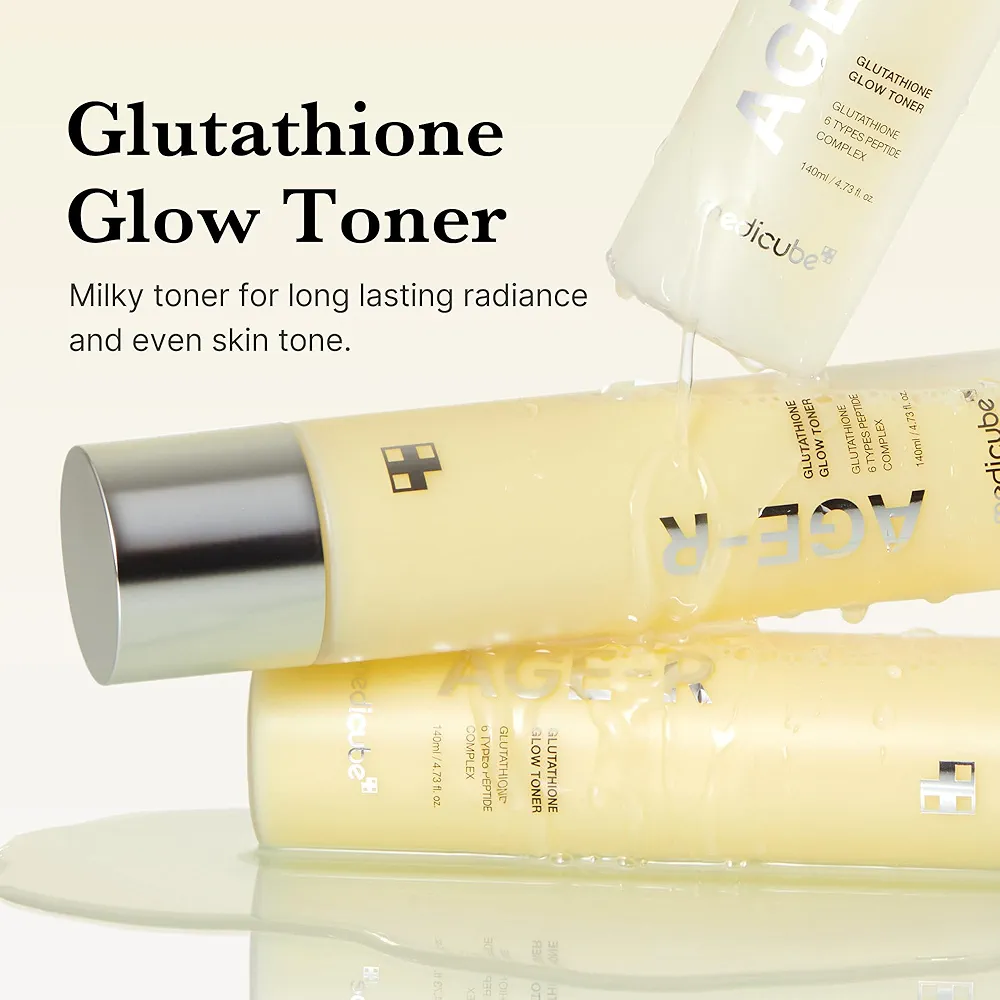 تونر دو فاز روشن کننده، آبرسان و جوانساز مدی‌ کیوب مدل AGE-R GLUTATHIONE GLOW TONER 6 PEPTIDE COMPLEX
