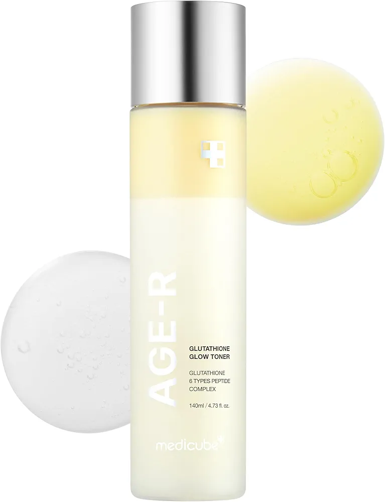 تونر دو فاز روشن کننده، آبرسان و جوانساز مدی‌ کیوب مدل AGE-R GLUTATHIONE GLOW TONER 6 PEPTIDE COMPLEX