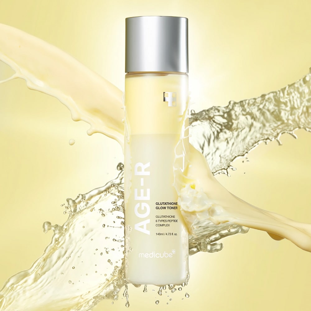 تونر دو فاز روشن کننده، آبرسان و جوانساز مدی‌ کیوب مدل AGE-R GLUTATHIONE GLOW TONER 6 PEPTIDE COMPLEX