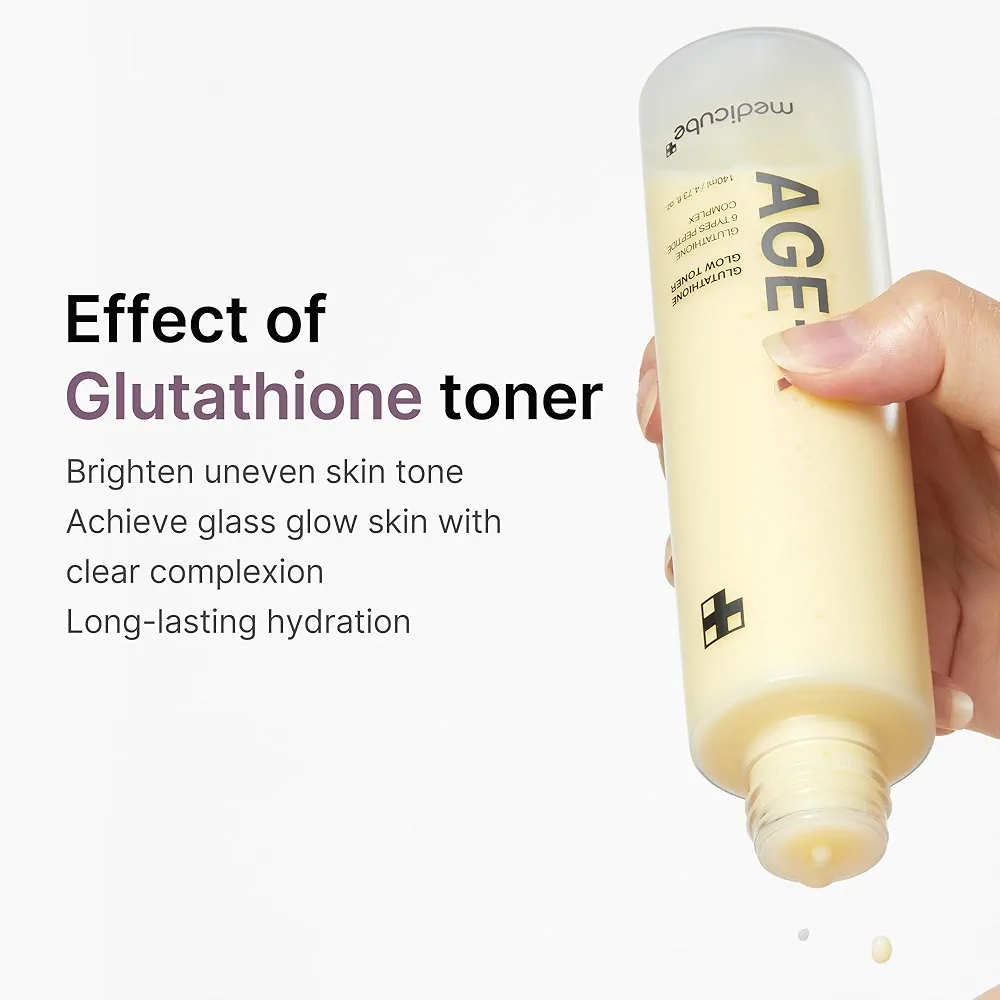 تونر دو فاز روشن کننده، آبرسان و جوانساز مدی‌ کیوب مدل AGE-R GLUTATHIONE GLOW TONER 6 PEPTIDE COMPLEX