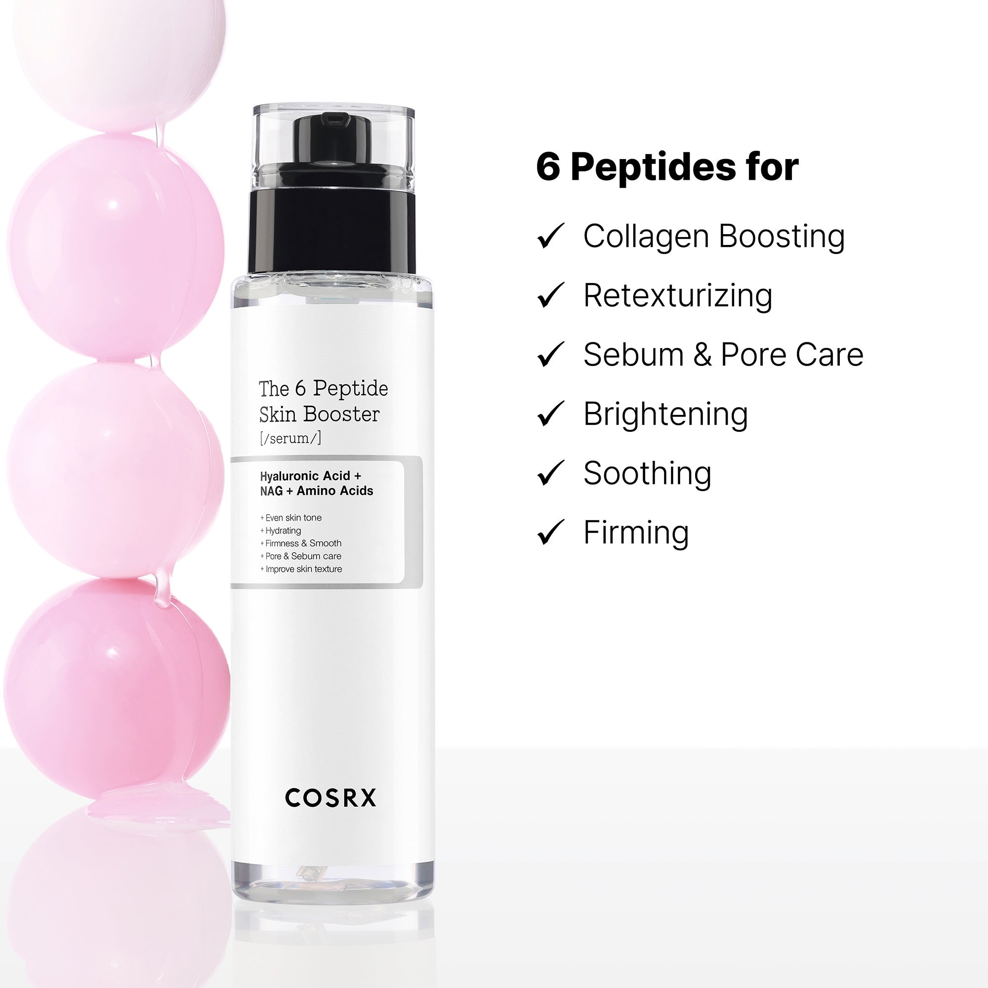 سرم تقویت کننده، مغذی، آبرسان و لیفتینگ کوزارکس مدل The 6 Peptide skin booster hyaluronic acid + NAG + Amino acids