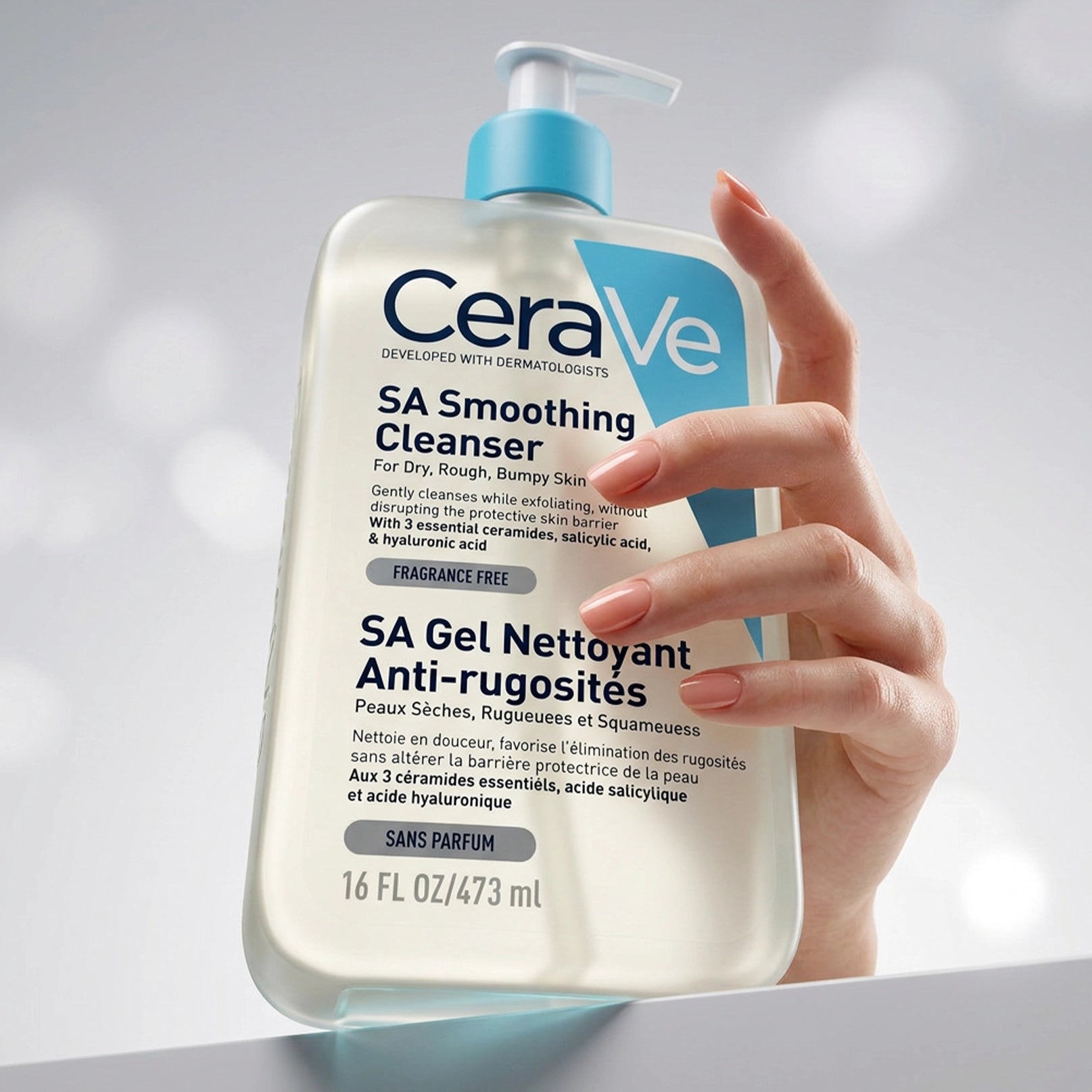 ژل شوینده لایه‌بردار، نرم‌کننده، ضدلک و ضدچروک سراوی مدل SA Smoothing cleanser SA Gel Nettoyant Anti-rugosites