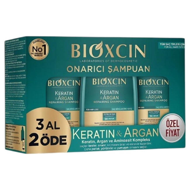 شامپو مو ترمیم‌کننده و ضدریزش کراتین و آرگان بیوکسین مدل KERATIN & ARGAN REPAIRING SHAMPOO