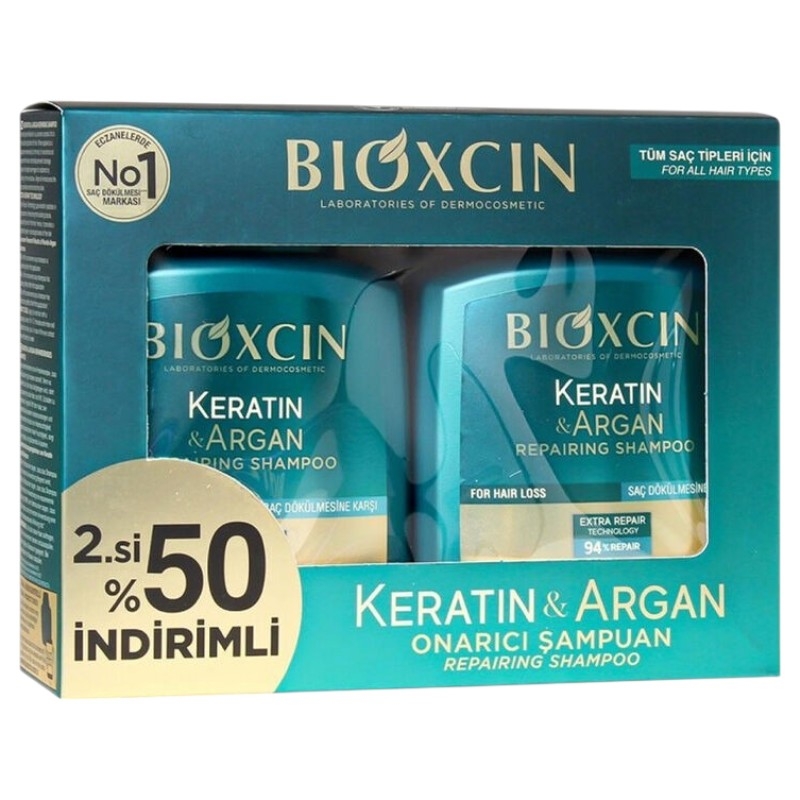 شامپو مو ترمیم‌کننده و ضدریزش کراتین و آرگان بیوکسین مدل KERATIN & ARGAN REPAIRING SHAMPOO