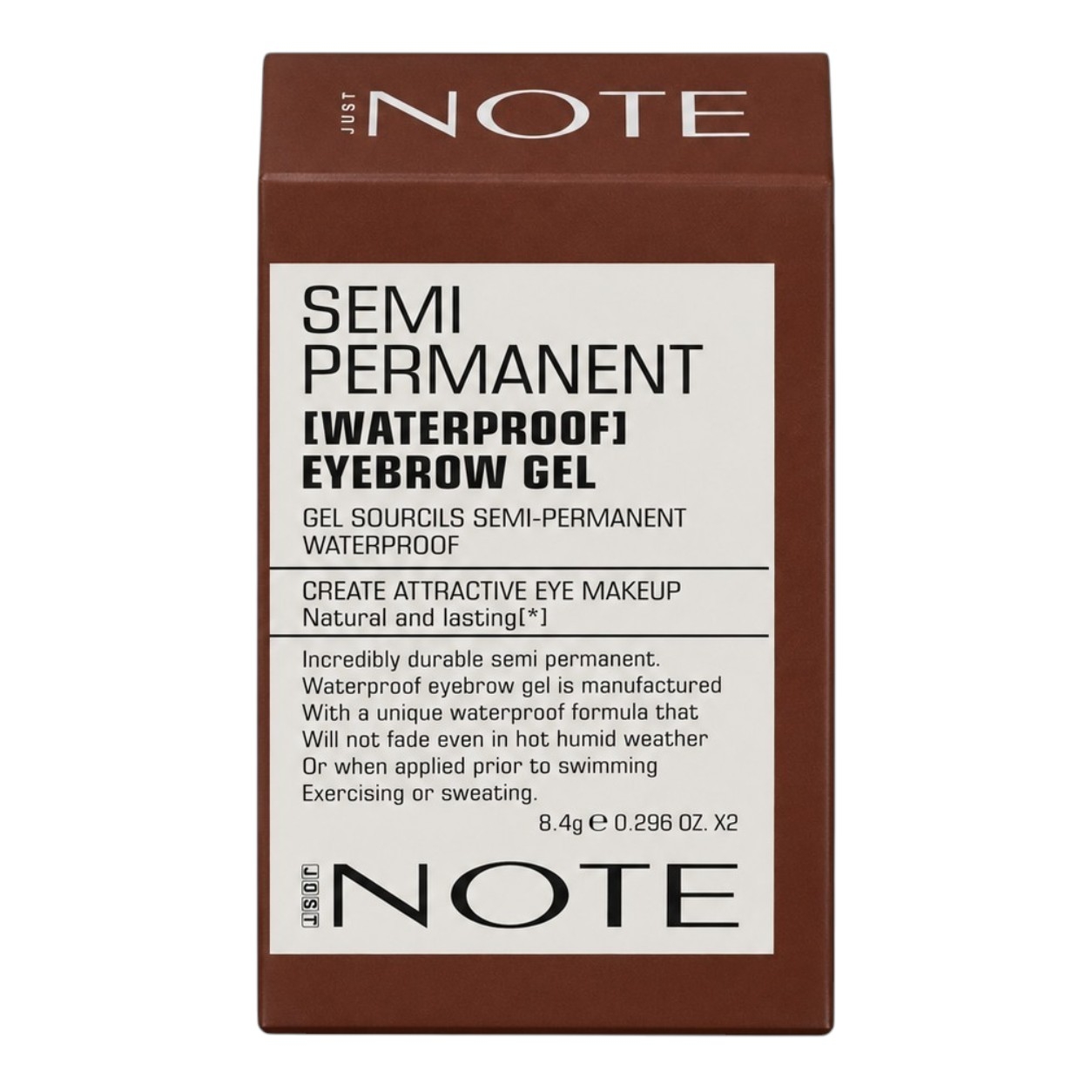 ژل و سایه ابرو ضدآب نیمه دائمی نوت مدل SEMI PERMANENT WATERPROOF EYEBROW GEL (پک چهارعددی: ژل و سایه مشکی + ژل و سایه قهوه‌ای)