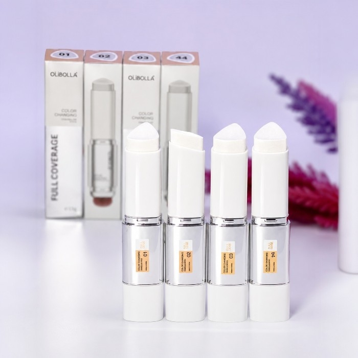 کانسیلر استیکی دوطرفه اولی‌بولا مدل Color Changing Concealer stick Full Coverage همراه با براش