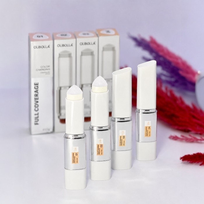 کانسیلر استیکی دوطرفه اولی‌بولا مدل Color Changing Concealer stick Full Coverage همراه با براش