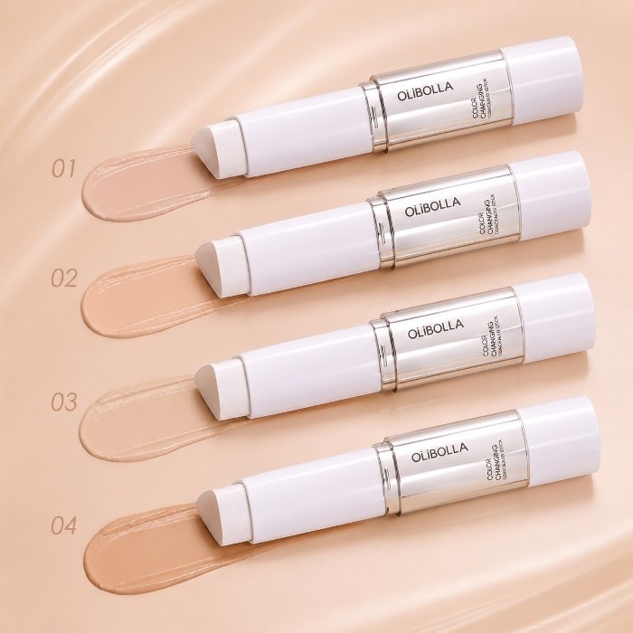 کانسیلر استیکی دوطرفه اولی‌بولا مدل Color Changing Concealer stick Full Coverage همراه با براش