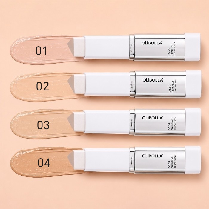کانسیلر استیکی دوطرفه اولی‌بولا مدل Color Changing Concealer stick Full Coverage همراه با براش
