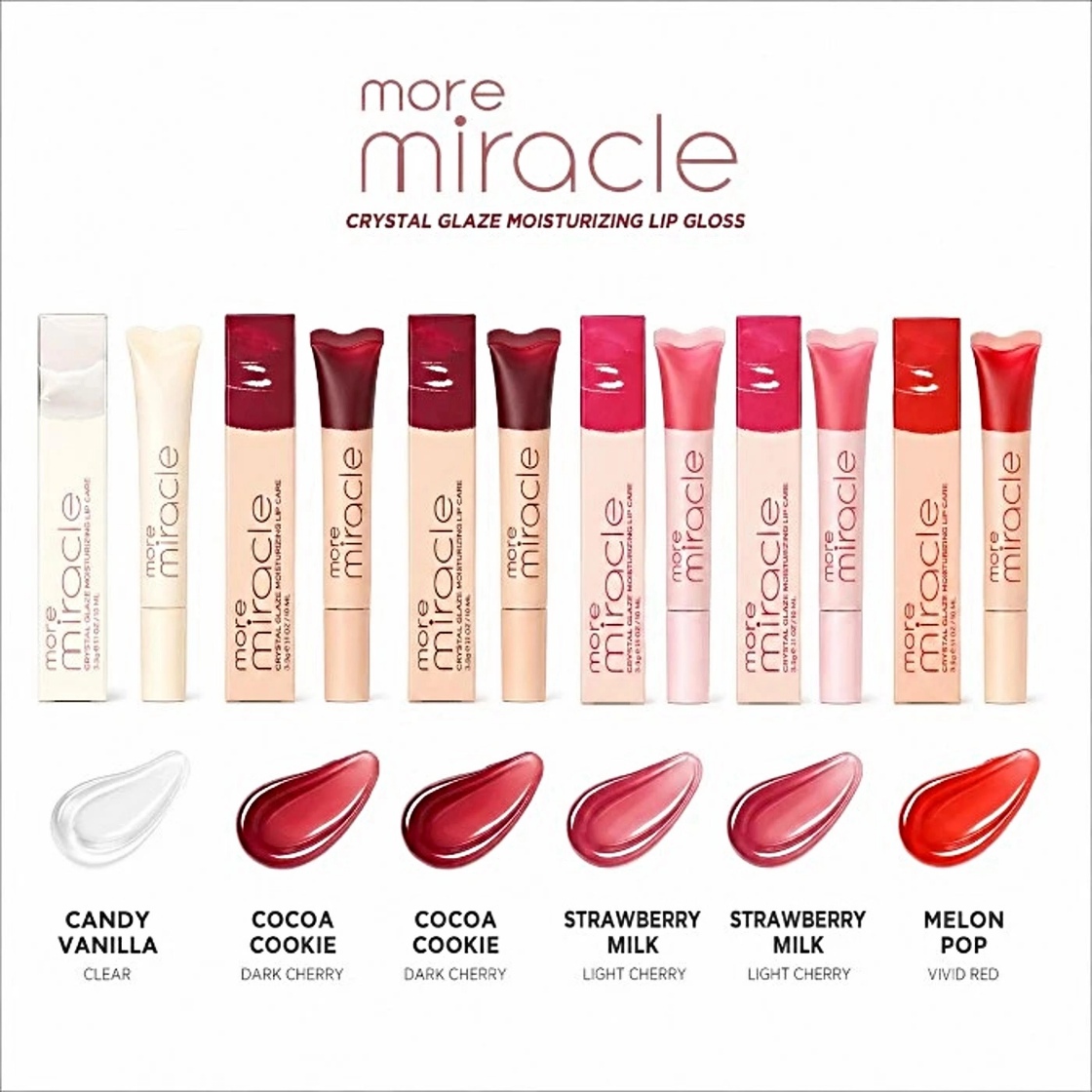 لیپ گلاس شیشه‌ای آبرسان و مغذی مور میراکل مدل crystal glaze moisturizing lip care